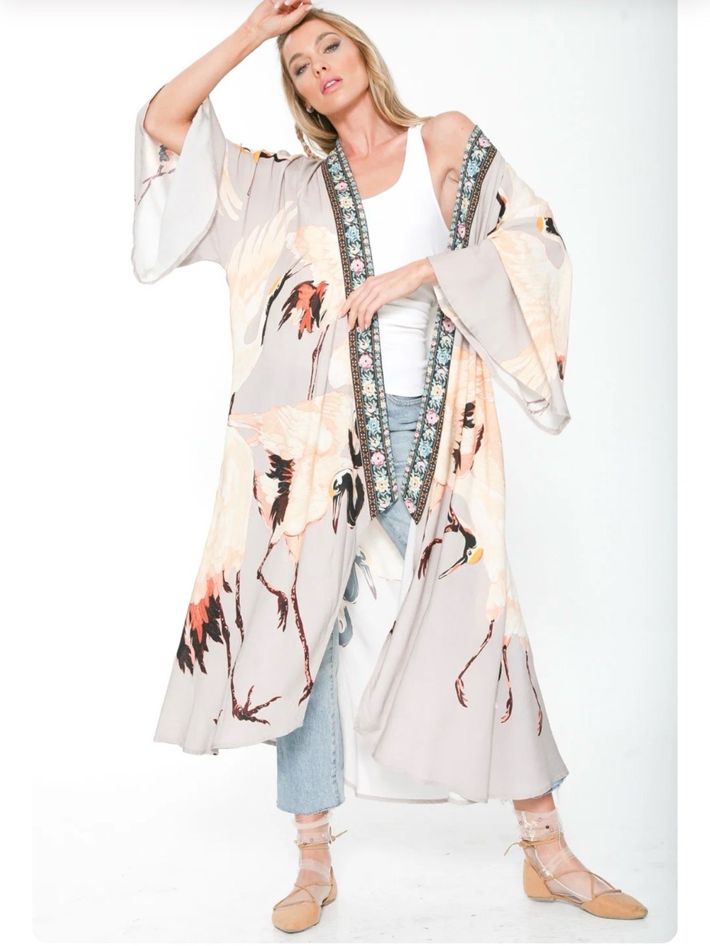 Aratta Story of the Crane Kimono in Lavender Slate, NWT - Picture 4 of 7